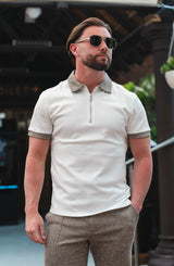 OLIVE TWO TONE HERRINGBONE POLO